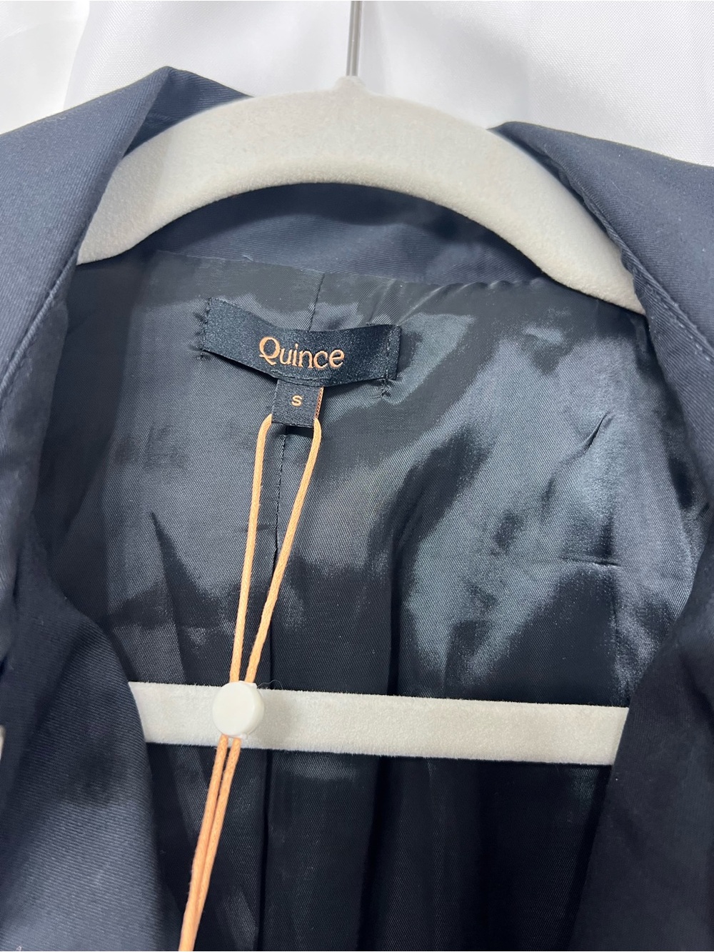 NWT Quince Comfort Stretch Short Trench Coat Black Small Belted - Picture 13 of 16